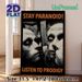 "Stay Paranoid" Themed Portrait Painting Poster, Vintage Grainy Dark Split-face Art Poster, Edgy Music-inspired Decor Ideal For Home Studio, Living_maomaolike.com