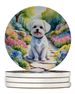 Maltese Spring Path Large Sandstone Coasters Pack Of 4 Absorbent Round Coasters Decor Gifts For Men Or Women, 4 In, Multicolor_maomaolike.com