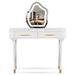 40" Modern Vanity Table Set With Mirror Touch Screen Lighted Mirror, Dressing Table And Cushioned Stool Set With 2 Large Drawers, White_maomaolike.com