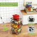 4/5/6 Tier Fruit Basket For Kitchen Organizers And Storage,with Solid Wood Top,Stackable Metal Wire Basket Stand Cart With Wheels For Fruit Vegetable_maomaolike.com