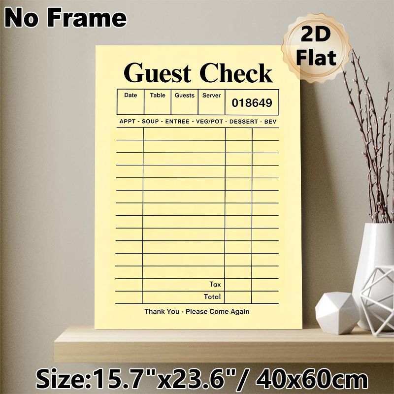 Guest Check Painting Poster, Vintage-style Blank Restaurant Guest Check Layout Poster, Nostalgic Dining-themed Decor Suitable For Restaurants, Cafes_maomaolike.com