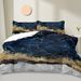 Chic Bedding White Marble Gilded Navy Blue Trendy Printed Design Bed Quilt Set Double 1 Duvet Cover 2 Pillowcases_maomaolike.com