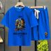 Men's Clothing waffle polo shirt short sleeved T shirt set summer loose clothes tops and pants suits for men_maomaolike.com