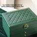 Multifunctional Large Three-Layer Lockable Leather Jewelry Earring Storage Box_maomaolike.com