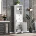 White Tall Storage Cabinet With 3 Drawers And Adjustable Shelves For Bathroom, Kitchen And Living Room, MDF Board With Painted Finish_maomaolike.com