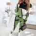 Women's Clothing 2024 new two piece set contrast color printing long sleeved round neck casual fashion suit_maomaolike.com