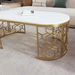Modern Oval Coffee Table With Cut-Out Pattern Metal Stainless Steel Frame In 47.2"_maomaolike.com