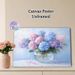 Hydrangea Themed Painting Poster, Soft-toned Oil Painting Style Pastel Pink & Blue Hydrangeas In Glass Vase Poster, Brings Gentle Elegance To Living_maomaolike.com