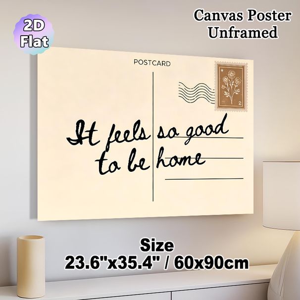 Home Quote Painting Poster, Warm Minimalist Handwritten Phrase With Floral Stamp Detail Poster, Delivers Cozy Comforting Vibe For Living Room, Bedroom_maomaolike.com