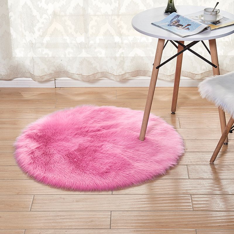 Round White Home Living Room Bedroom Plush Carpet_maomaolike.com
