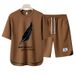 Men's Clothing 2024 Waffle Casual Summer Suit Men's Loose Teen Short sleeved T shirt Shorts Handsome Two piece Suit_maomaolike.com