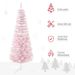 5 Ft Snow Flocked Artificial Pencil Christmas Tree, Slim Xmas Tree With Realistic Branches And Plastic Base Stand For Indoor Decoration, Pink_maomaolike.com