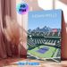 Indian Wells Tennis Stadium Painting Poster, Stylized Minimalist Graphic Poster, Vibrant Tennis Court Scene With Snow-capped Mountains Backdrop_maomaolike.com