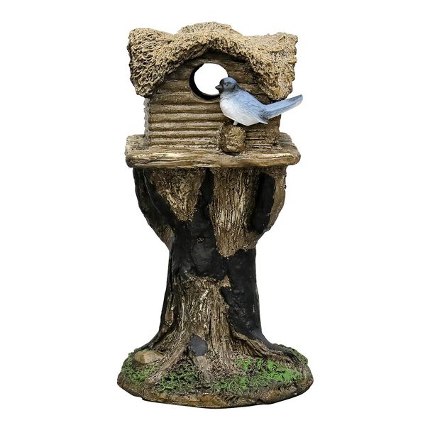 Concrete Bird House With Pedestal - Outdoor Concrete Bird House For Patio Backyard Patio Backyard Outdoor Garden Outside Decoration_maomaolike.com