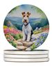 Fox Terrier Spring Path Large Sandstone Coasters Pack Of 4 Absorbent Round Coasters Decor Gifts For Men Or Women, 4 In, Multicolor_maomaolike.com