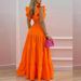 Women's Solid Color Mid-Waist Two Piece Set Sexy Strap Trendy Dress Spring/Summer Casual Ankle-Length Straight Skirt_maomaolike.com