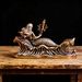 Vintage Brass Mermaid Figurine Statue With Sea Wave Element, Decorative Tea Pet Copperware For Household Tea Table Decoration
_maomaolike.com