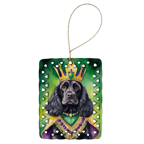Cocker Spaniel King Of Mardi Gras Porcelain Ornament Christmas Tree Hanging Decorations For Home Christmas Holiday, Rectangle, Gift, Multicolor_maomaolike.com