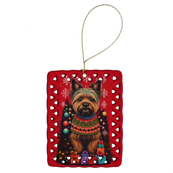 Cairn Terrier Holiday Christmas Porcelain Ornament Christmas Tree Hanging Decorations For Home Christmas Holiday, Rectangle, Gift, Multicolor_maomaolike.com