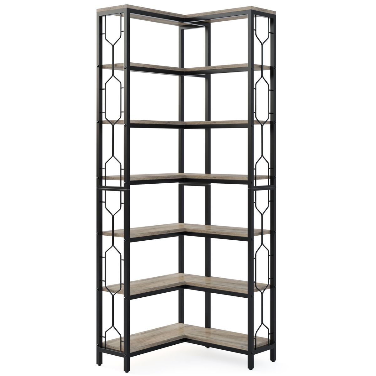 Corner Bookshelf, Industrial Corner Etagere Bookcase_maomaolike.com
