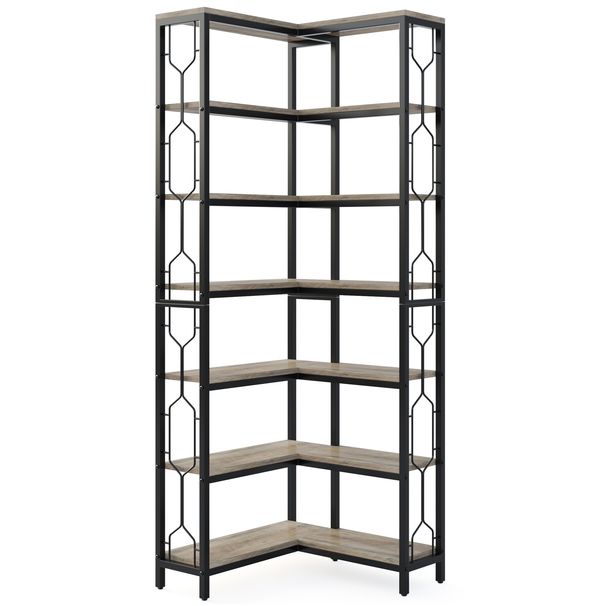 Corner Bookshelf, Industrial Corner Etagere Bookcase_maomaolike.com