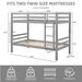 Twin Over Twin Bunk Bed With Thick Posts,Wooden Bunk Bed With High Guardrail And Ladder For Kids, Teens, Dorm Rooms, And Guest Rooms,No Box Spring Needed,Grey_maomaolike.com