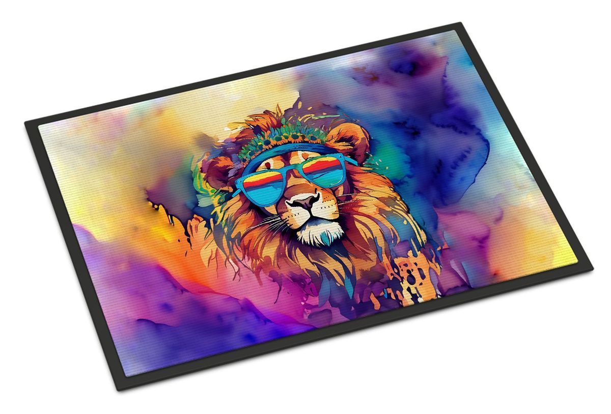 Hippie Animal Lion Doormat Front Door Mat Indoor Outdoor Rugs For Entryway, Non Slip Washable Low Pile, 24H X 36W_maomaolike.com
