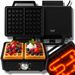 2000W 2-Waffle Waffle Plant Liquid Temperature Control Non-stick Plates Grooves For Excess Dough 2 Lights_maomaolike.com