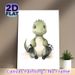 Cute Baby Dinosaur Painting Poster, Soft Watercolor Style Green Dinosaur With Footprint Accents Poster, Warm Whimsical Decor For Bedroom & Living Room_maomaolike.com