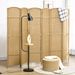 Folding Room Divider Screen 6 Panel 5.6 ' Tall Privacy Screen Freestanding Room Partition For Home Office, Nature Wood_maomaolike.com