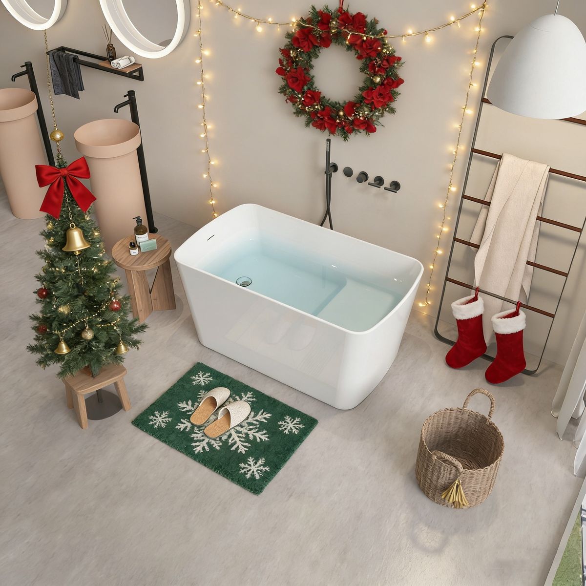 49'' Acrylic Freestanding Soaking Bathtub, Square-shape Japanese Soaking Hot Tub, Sit-In Design With Chrome Overflow And Drain For Express Delivery, Glossy White 26AMAZING-49_maomaolike.com