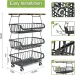 4/5/6 Tier Fruit Basket For Kitchen Organizers And Storage,with Solid Wood Top,Stackable Metal Wire Basket Stand Cart With Wheels For Fruit Vegetable_maomaolike.com