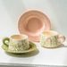New Original Pink/green Ceramic Coffee Cup And Plate Combination With Fresh Hand-painted Style Cup And Plate Cover_maomaolike.com