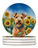 Lakeland Terrier In Sunflowers Large Sandstone Coasters Pack Of 4 Absorbent Round Coasters Decor Gifts For Men Or Women, 4 In, Multicolor_maomaolike.com