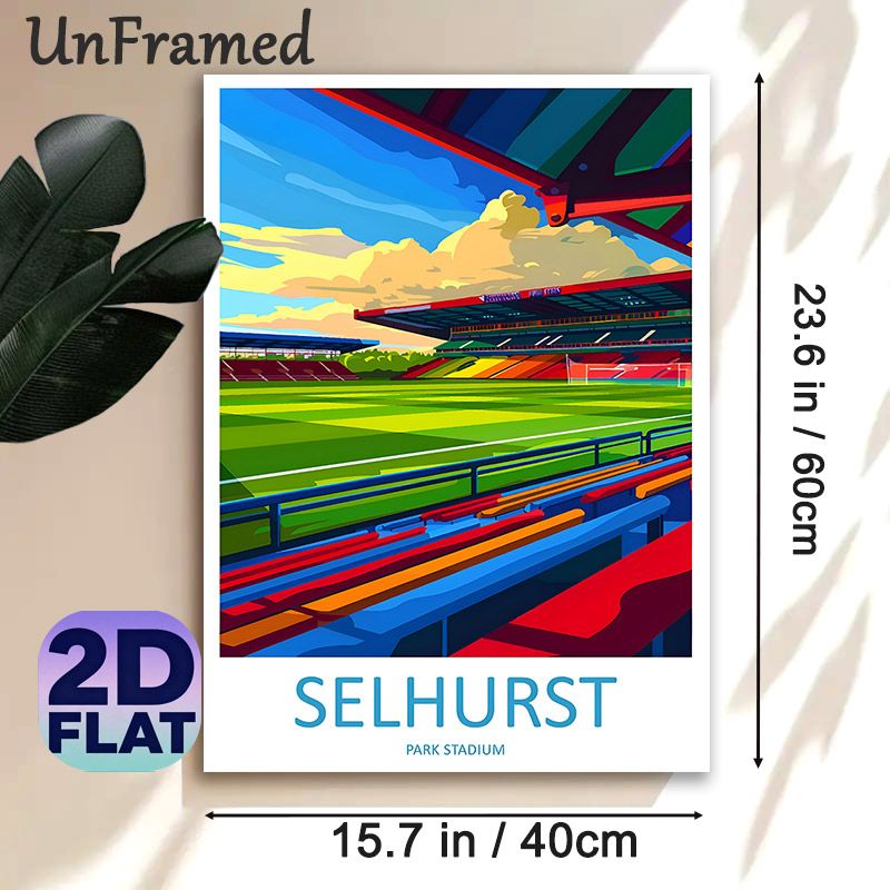 Selhurst Park Stadium Football Stadium Painting Poster, Vibrant Stylized Graphic Poster, Eye-catching Sports Venue Artwork Ideal For Home, Sports_maomaolike.com