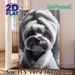 Cute Dog Painting Poster, Monochrome Realistic Fluffy Dog Wrapped In Towel Poster, Warm Cozy Vibe Ideal For Bedroom, Living Room And Pet Lovers_maomaolike.com