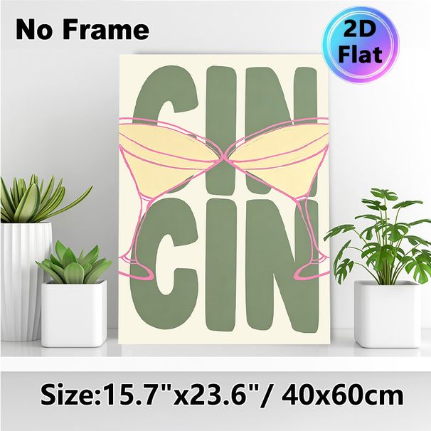 Cin Cin Martini Painting Poster, Soft-toned Minimalist Typography & Martini Glass Graphic Poster, Stylish Beverage-themed Decor Ideal For Home Bar_maomaolike.com