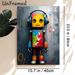 Robot With Headphones Painting Poster, Vibrant Graffiti-style Poster, Colorful Worn Robot With Puzzle-pattern Torso, Unique Artistic Wall Decor For_maomaolike.com