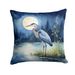Blue Heron Under The Moonlight Throw Pillow Machine Washable, Indoor Outdoor Decorative Pillow For Couch, Bed Or Patio, 18Hx18W_maomaolike.com