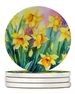Daffodils In Watercolor Large Sandstone Coasters Pack Of 4 Absorbent Round Coasters Decor Gifts For Men Or Women, 4 In, Multicolor_maomaolike.com