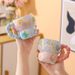 Hand-painted Relief Ceramic Breakfast Cup Large Capacity Oatmeal Cup Mug_maomaolike.com