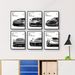 A Six-panel Black-and-white Supercar Art Print, Capturing The Front End Of The Supercar With A Sense Of Power And Speed, And A Mechanical Texture_maomaolike.com