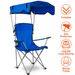Foldable Beach Canopy Chair Sun Protection Camping Lawn Canopy Chair 330LBS Load Folding Seat W/ Cup Holder For Beach Poolside Travel Picnic_maomaolike.com