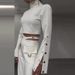 Women's clothing border high collar solid color navel exposed sweet and spicy loose wide leg suit for women_maomaolike.com
