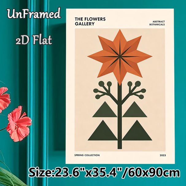 Abstract Botanical Flower Painting Poster, Minimalist Geometric Warm-toned Floral Poster, Understated Artistic Decor Ideal For Living Room, Bedroom Or_maomaolike.com