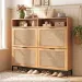 Boho Style Shoe Cabinet Cabinet With 4 Flip Drawers & Open Shelves, Freestanding Shoe Organizer For Entryway_maomaolike.com