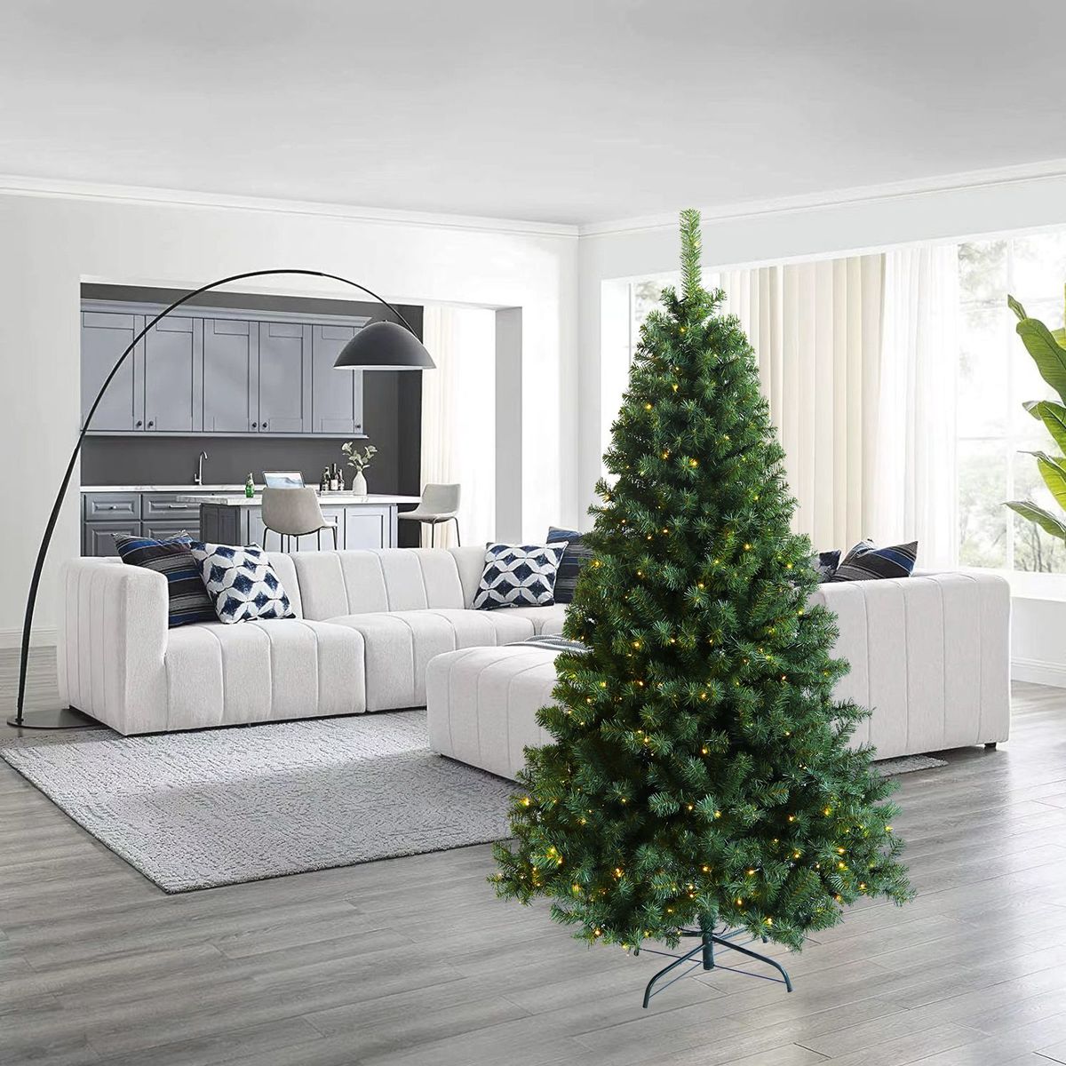 Pre-lit Christmas Tree 6ft Artificial Hinged Xmas Tree With Foldable Stand_maomaolike.com