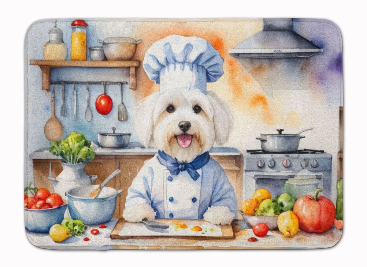 Coton De Tulear The Chef Memory Foam Kitchen Mat Machine Washable Anti-Fatigue Mat Cushion Comfort Bath Mat Or Kitchen Rug_maomaolike.com