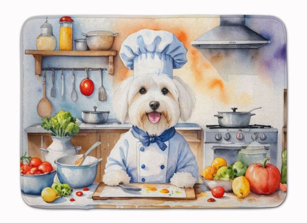 Coton De Tulear The Chef Memory Foam Kitchen Mat Machine Washable Anti-Fatigue Mat Cushion Comfort Bath Mat Or Kitchen Rug_maomaolike.com