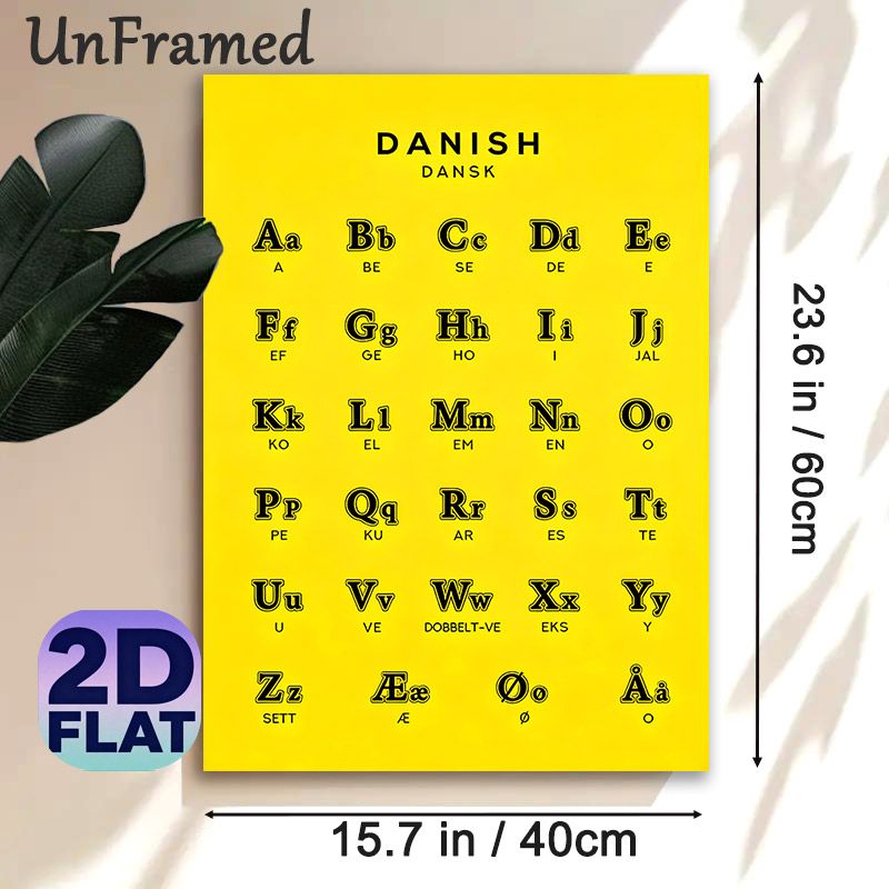 Danish Alphabet Painting Poster, Bold Typographic Danish Letter Chart Poster, Practical Language Learning Tool For Study Rooms And Language Classrooms_maomaolike.com